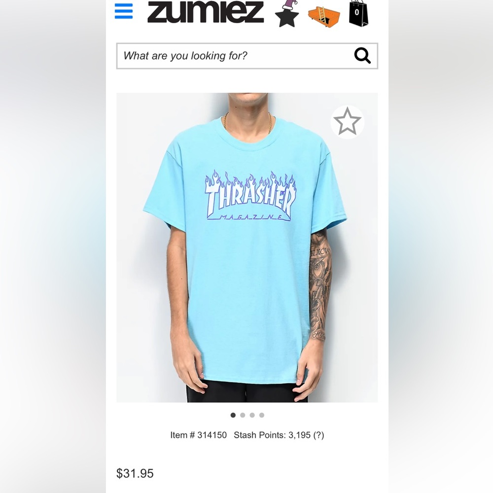 Thrasher Flame Sky Blue T-Shirt